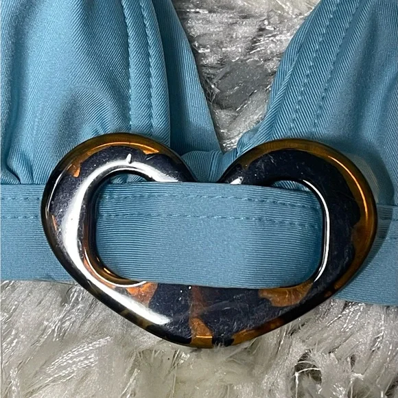 Kate Spade Tortoise Heart Buckle Detail Bikini Top Removable Soft Cup - Picture 6 of 8